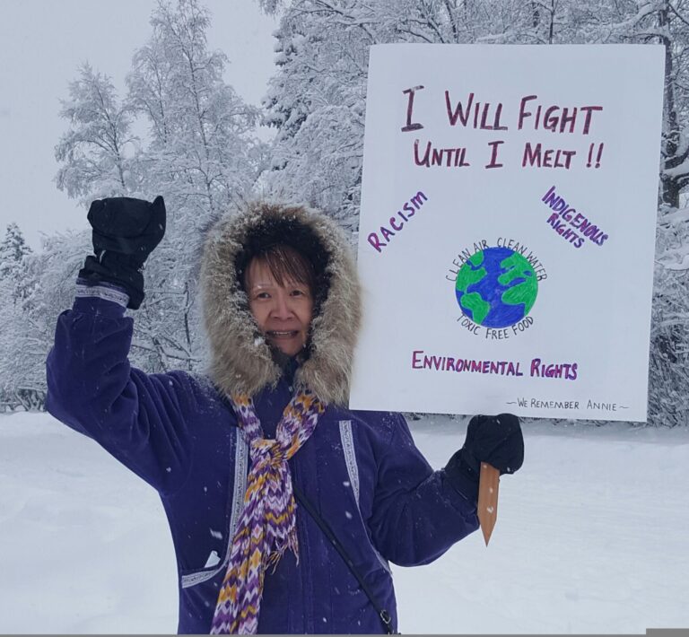 Vi Waghiyi, Environmental Justice and Health Director, Alaska Community Action on Toxics, at a Women's March